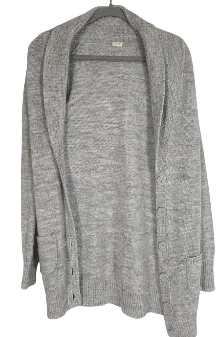 J.Crew Alpaca Wool Blend Cardigan Women's Small Gray Heathered Knit Minimalist